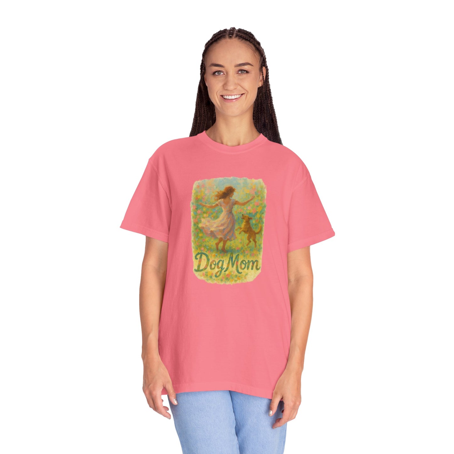 Dog Mom T-Shirt, Cute Animal Lover Tee, Gift for Pet Moms, Garment-Dyed T-Shirt, Casual Summer Shirt, Birthday Gift, Dog Lover Merchandise