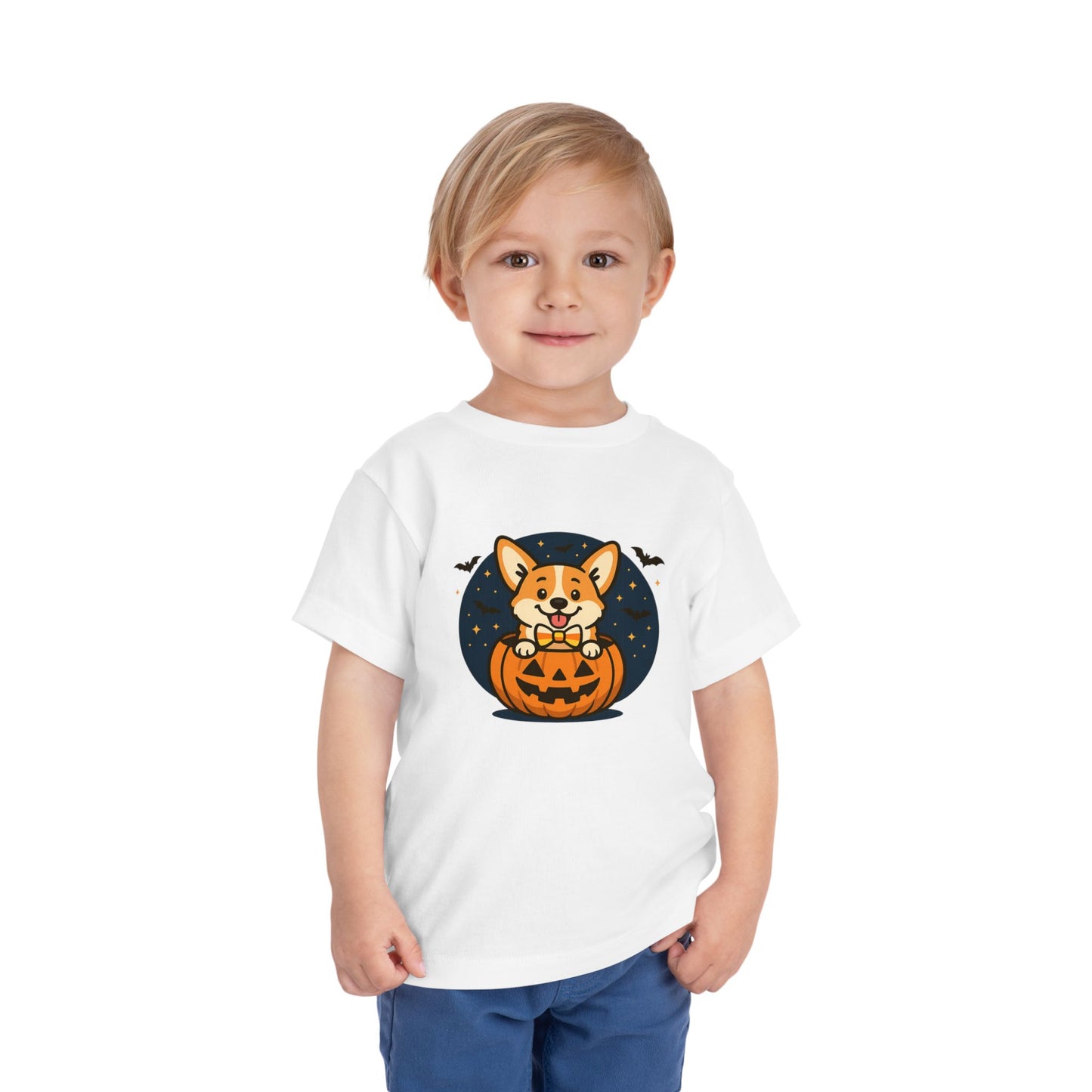 Adorable Halloween Corgi Toddler Tee, Kids Halloween Shirt, Corgi Pumpkin T-Shirt, Toddler Costume Tee, Party Outfit