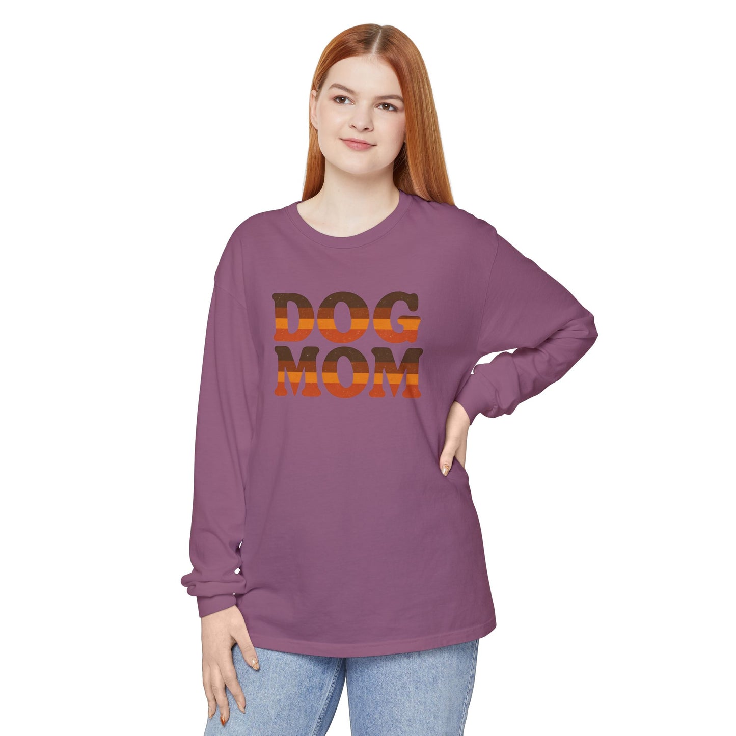 Dog Mom Long Sleeve Tee, Perfect Gift for Dog Lovers, Casual Wear, Pet-Themed Apparel, Great for Birthdays or Holidays