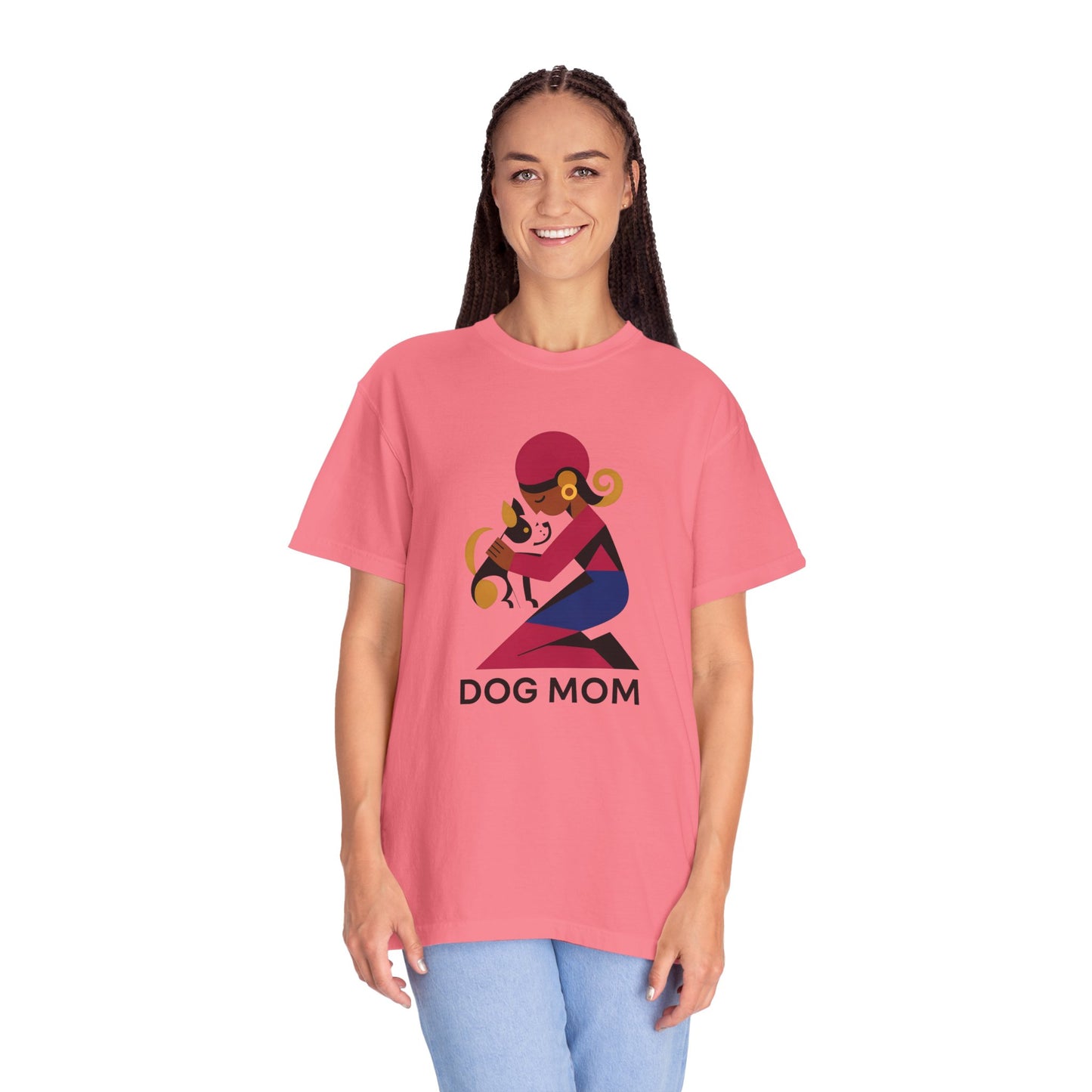 Dog Mom Garment-Dyed T-Shirt, Gift for Dog Lovers, Casual Wear, Pet Owner Apparel, Mother's Day Gift, Animal Lover Tee