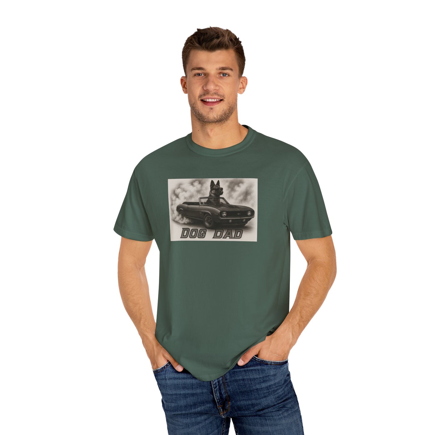 Dog Dad - German Shepard - Cool Dogs in Cool Cars T-Shirt Collection | Funny Dog Lover Apparel for Men