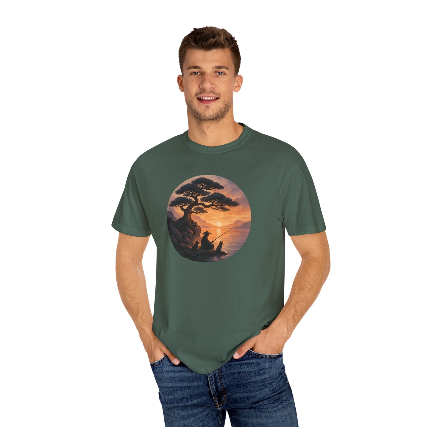 Vintage Sunset Fisherman Unisex T-shirt