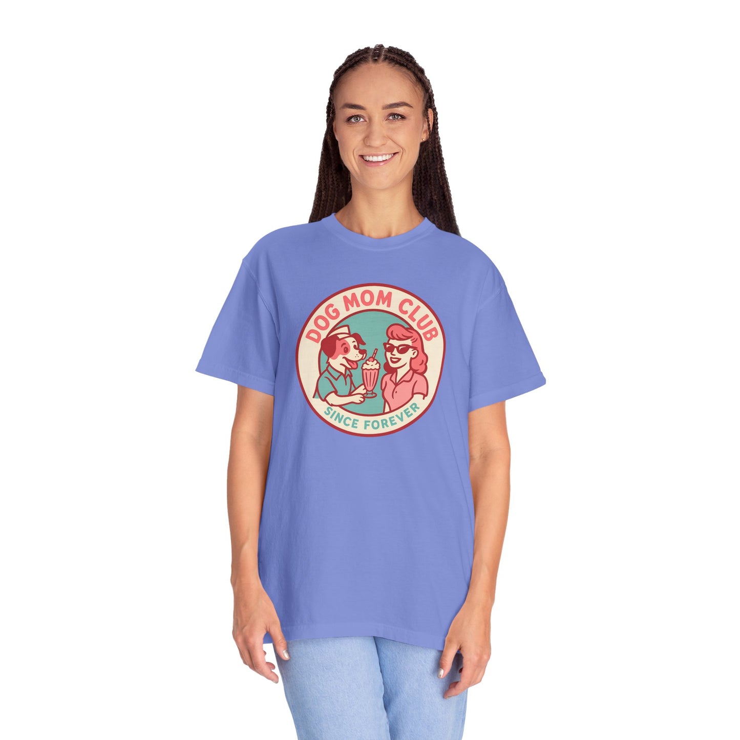 Dog Mom Club Garment-Dyed Tee | Casual Women's T-Shirt | Pet Lover Gift | Dog Mom Apparel | Cute Animal Lover Shirt