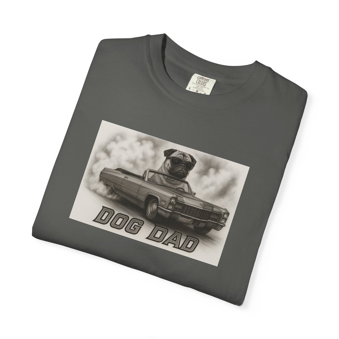 Dog Dad -Pug - Cool Dogs in Cool Cars T-Shirt Collection | Funny Dog Lover Apparel for Men