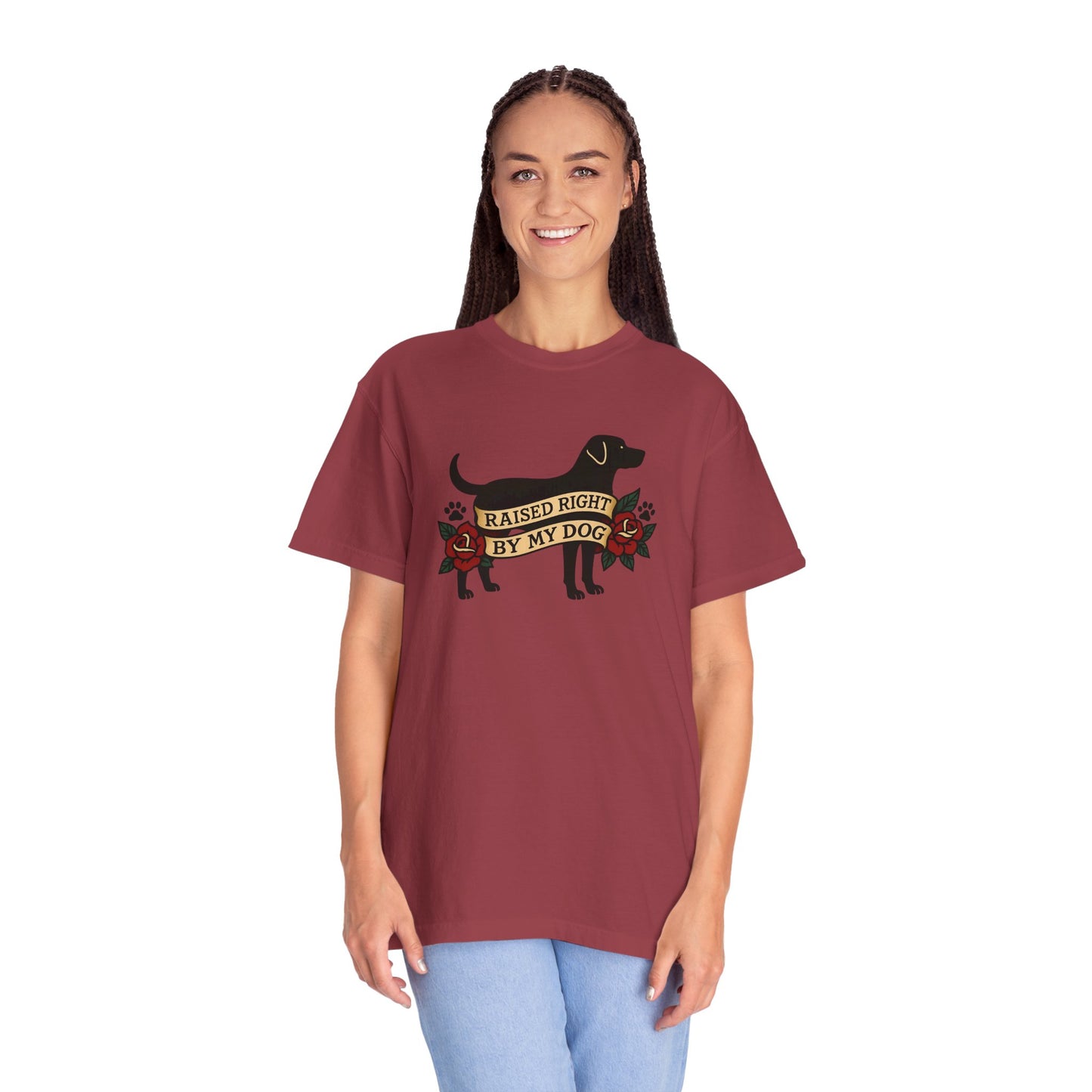 Raised Right by My Dog Tee, Unisex Pet-Themed Apparel, Gift for Dog Owners, Cute Canine Shirt