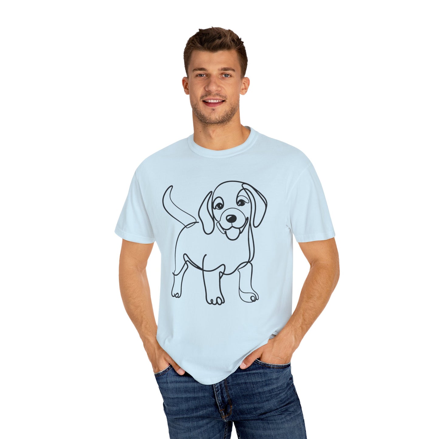 I๐ถ Nose First โ Minimalist Beagle Line Art Tee - Perfect for Dog Lovers