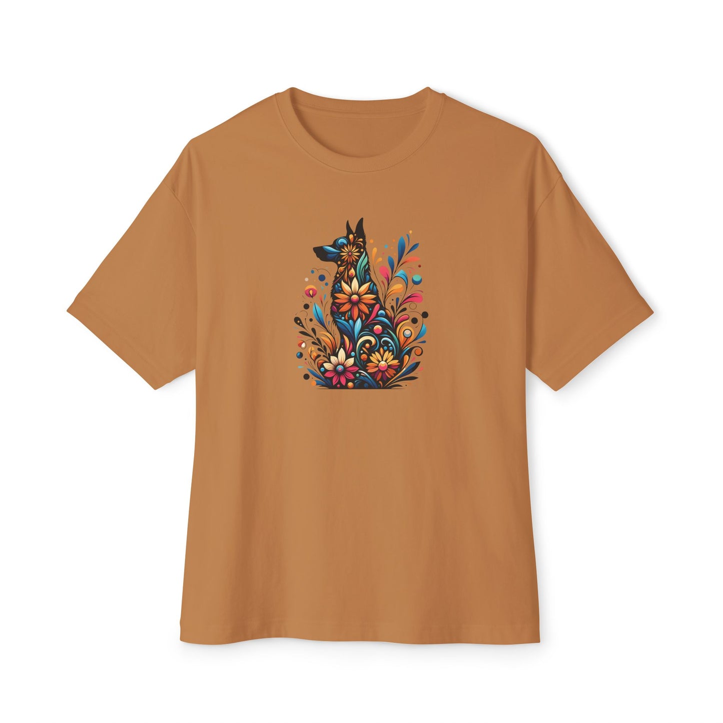 Floral German Shepard Oversized Tee – Unisex Graphic T-Shirt for Pet Lovers