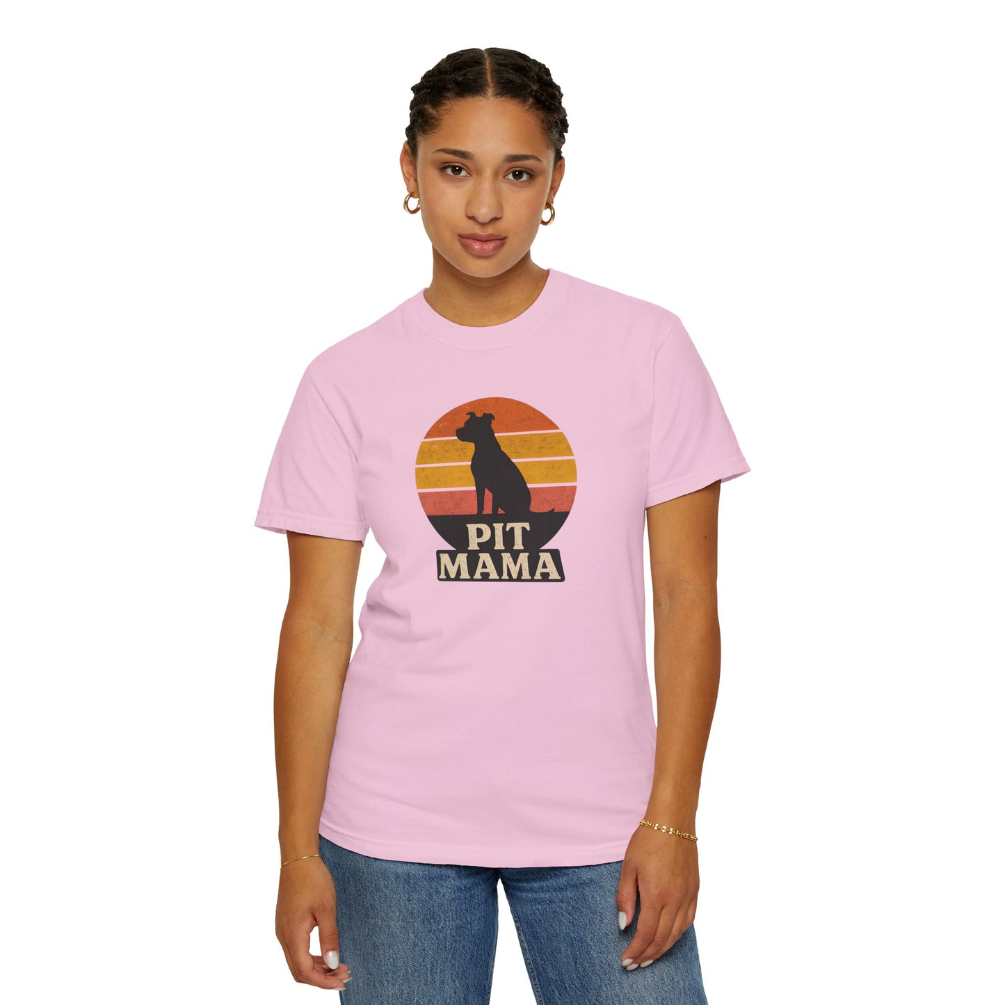 PIT MAMA Unisex Garment-Dyed T-Shirt, Dog Lover Gift, Pet Mom Apparel, Casual Tee, Perfect for Everyday Wear