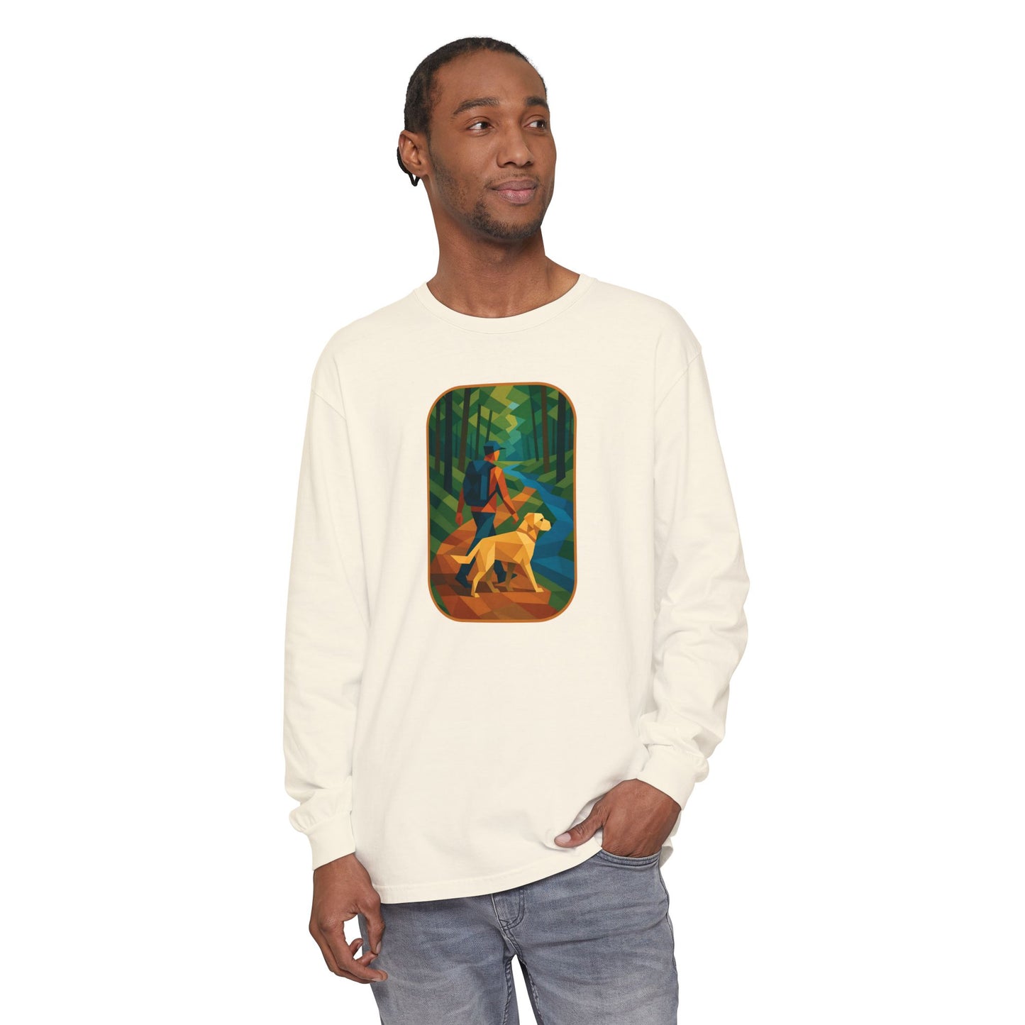 Scenic Dog Walk Design | Casual Comfort, Gift for Dog Lovers, Nature Enthusiasts, Cozy Outfit, Eco-Friendly Wear