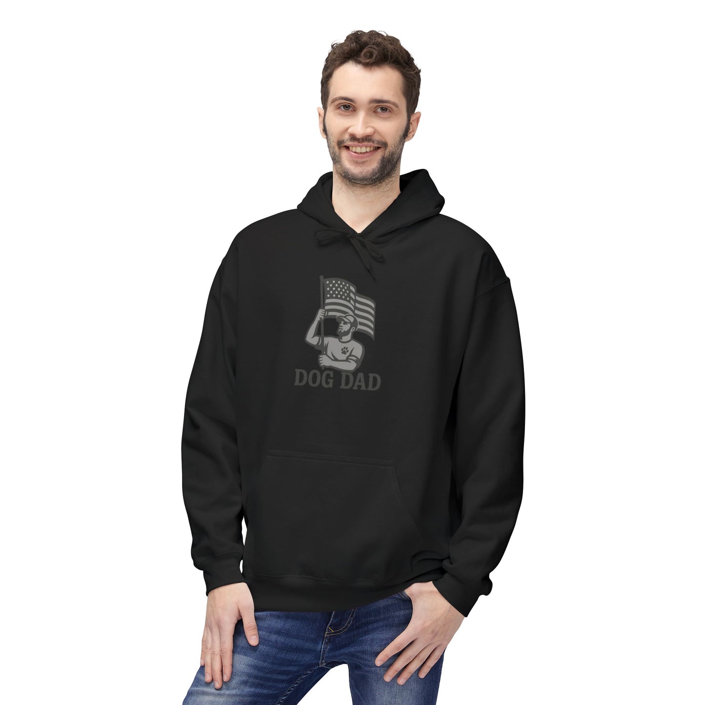 Dog Dad Fleece Hoodie, Unisex Softstyle Hooded Sweatshirt, Perfect Gift for Dog Lovers, Comfortable and Stylish