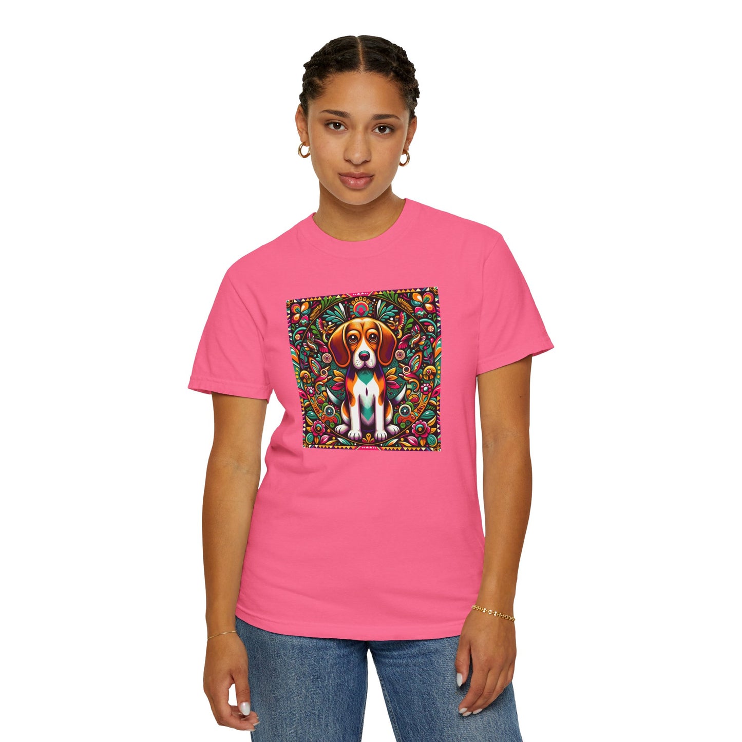 Vibrant Dog Art Unisex Garment-Dyed T-Shirt | Colorful Canine Design