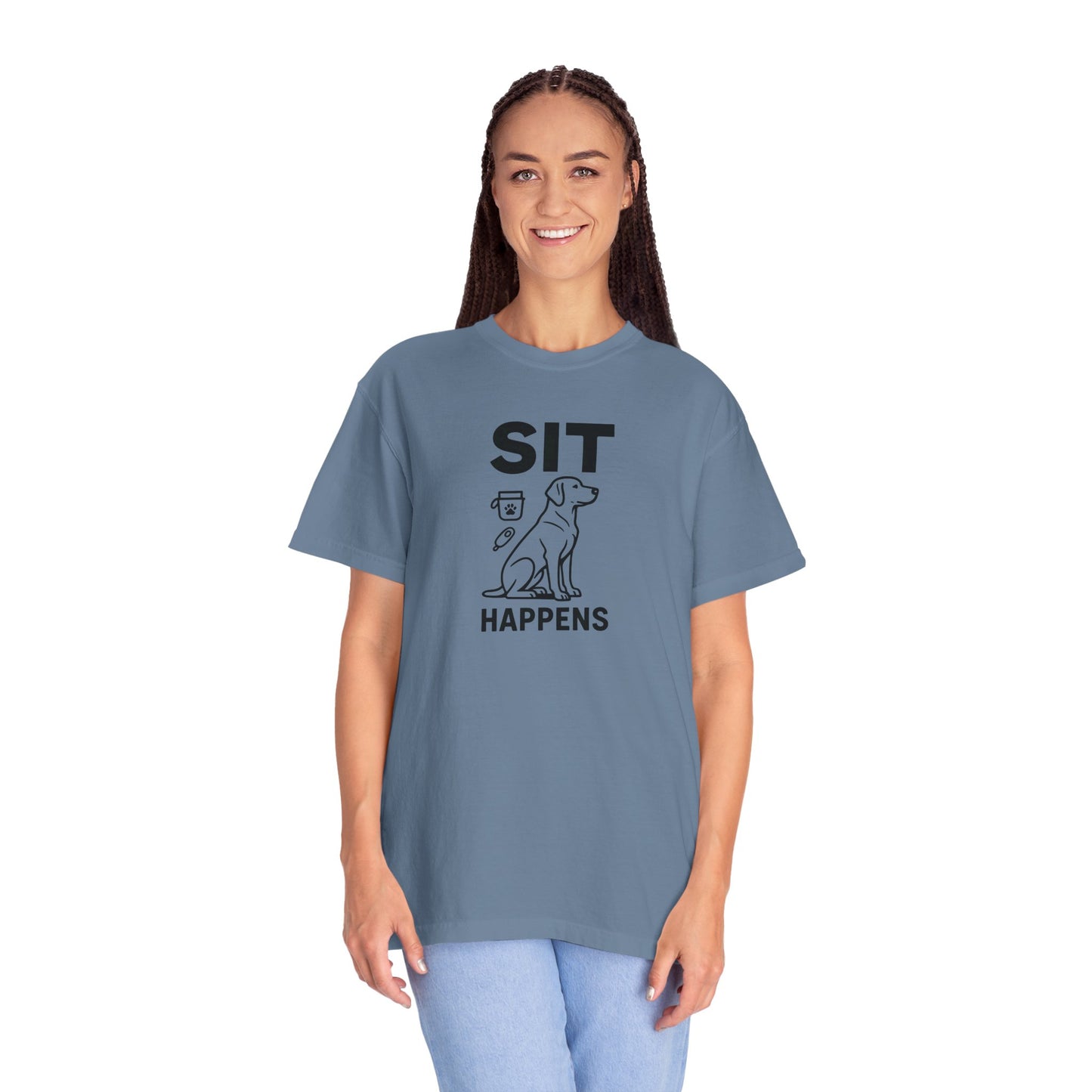 Dog Lovers Unisex T-Shirt - 'Sit Happens' Graphic Tee, Gift for Dog Owners, Pet Lovers, Casual Wear, Funny Dog Shirt