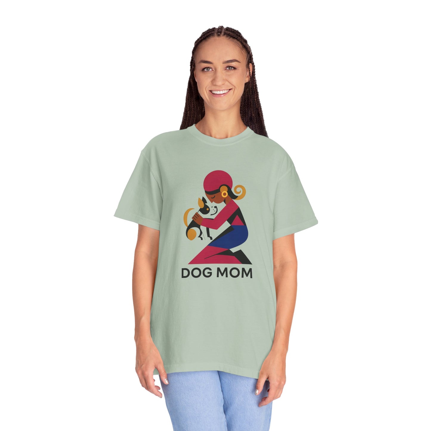 Dog Mom Garment-Dyed T-Shirt, Gift for Dog Lovers, Casual Wear, Pet Owner Apparel, Mother's Day Gift, Animal Lover Tee