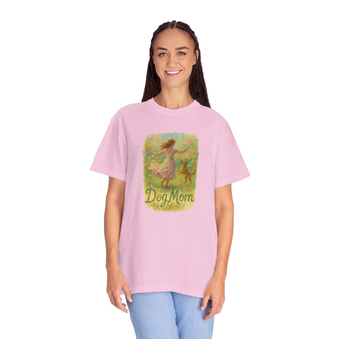 Dog Mom T-Shirt, Cute Animal Lover Tee, Gift for Pet Moms, Garment-Dyed T-Shirt, Casual Summer Shirt, Birthday Gift, Dog Lover Merchandise