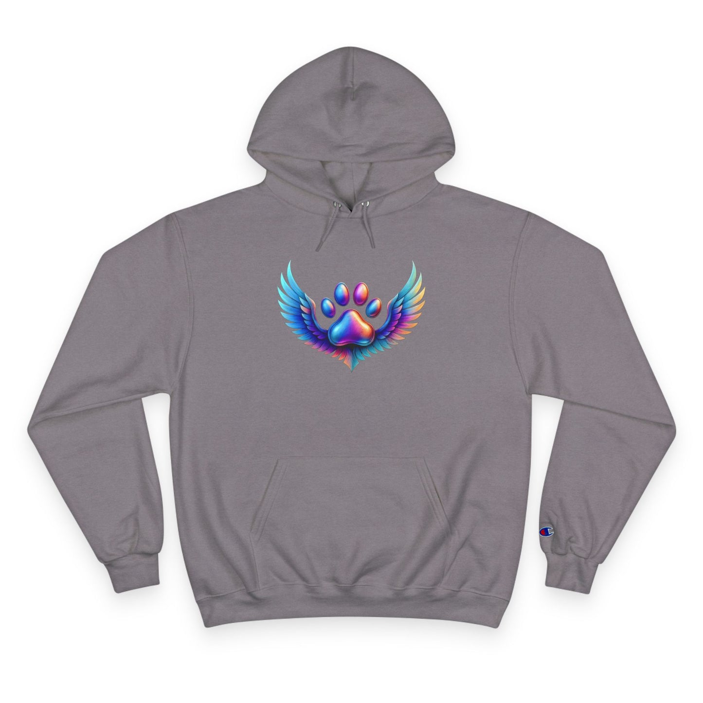 Colorful Paw Print Champion Hoodie, Pet Lover Gift, Animal Rescue Support, Cozy Casual Sweatshirt, Unique Animal Design