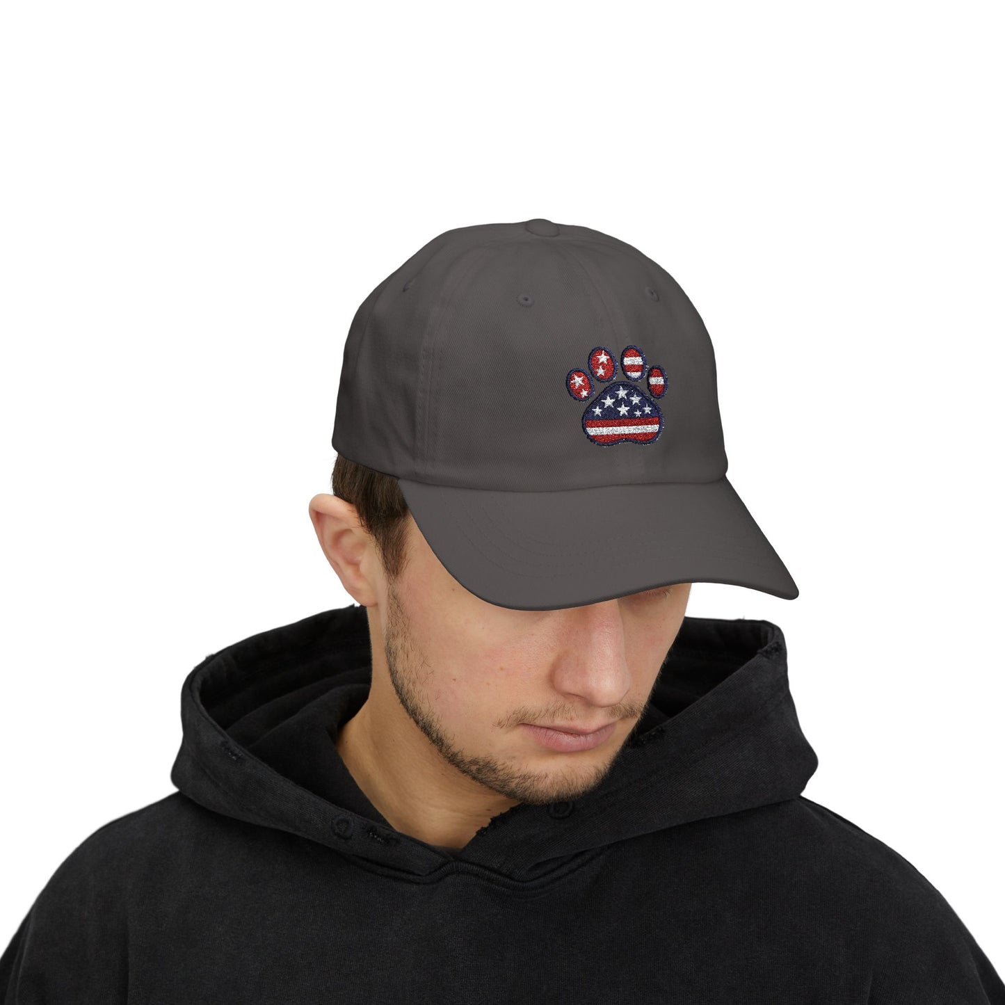 Dad Cap Patriotic American Flag Pawprint