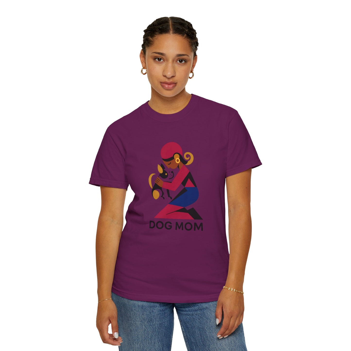 Dog Mom Garment-Dyed T-Shirt, Gift for Dog Lovers, Casual Wear, Pet Owner Apparel, Mother's Day Gift, Animal Lover Tee