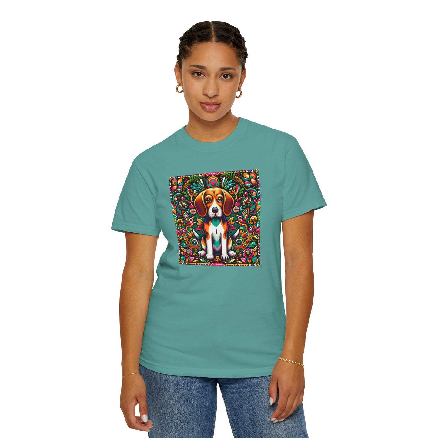 Vibrant Dog Art Unisex Garment-Dyed T-Shirt | Colorful Canine Design