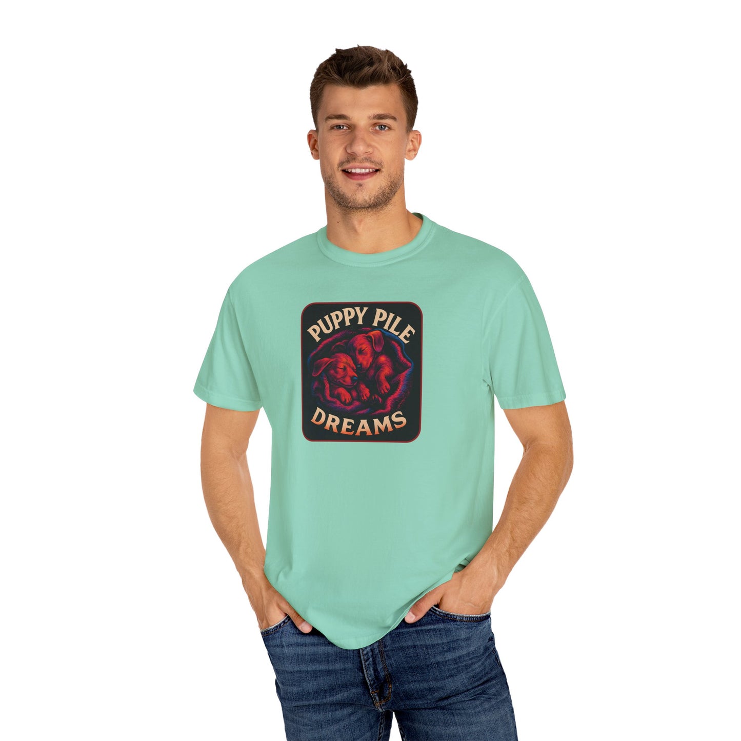 Puppy Pile Dreams T-Shirt, Unisex Tee, Dog Lover Gift, Casual Wear, Comfortable Cotton Shirt, Fun Animal Graphic Tee