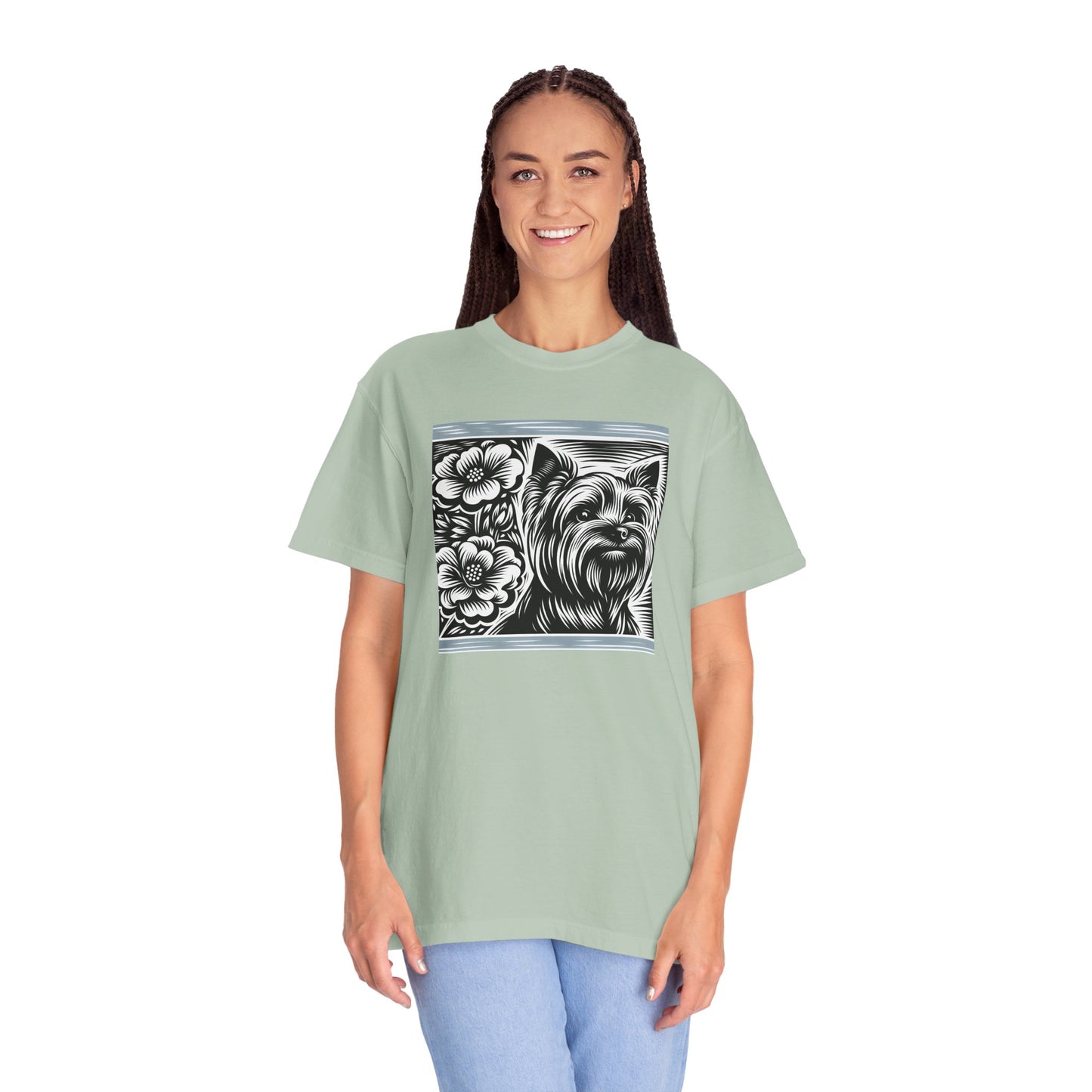 Cute Yorkie Floral T-Shirt for Dog Lovers