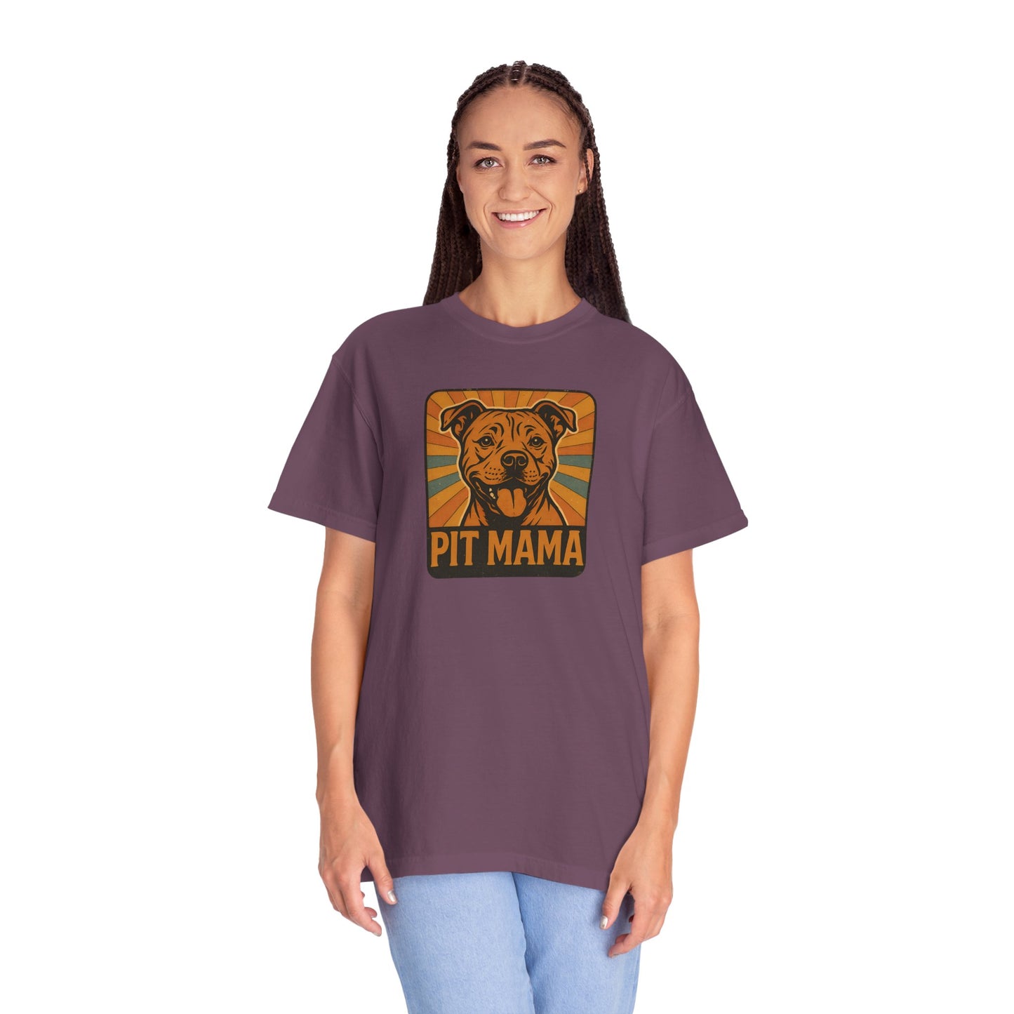 Pit Mama Unisex Garment-Dyed T-Shirt, Dog Lover Gift, Animal Rescue Tee, Pitbull Mom Shirt, Casual Wear, Pet Mom Apparel