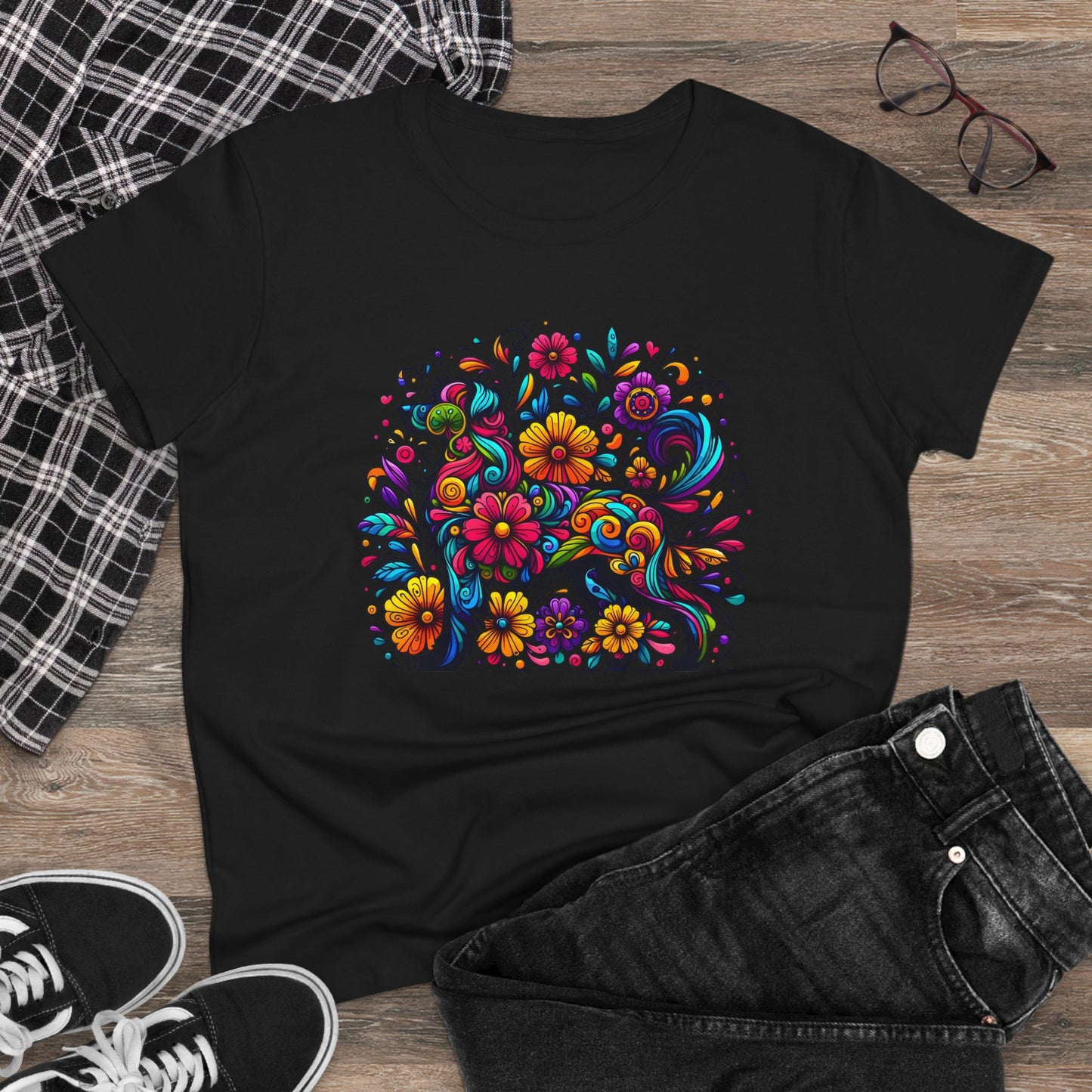 Women's Tee - Floral Dog Design
