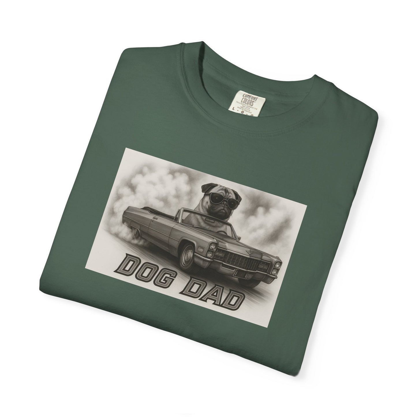 Dog Dad -Pug - Cool Dogs in Cool Cars T-Shirt Collection | Funny Dog Lover Apparel for Men