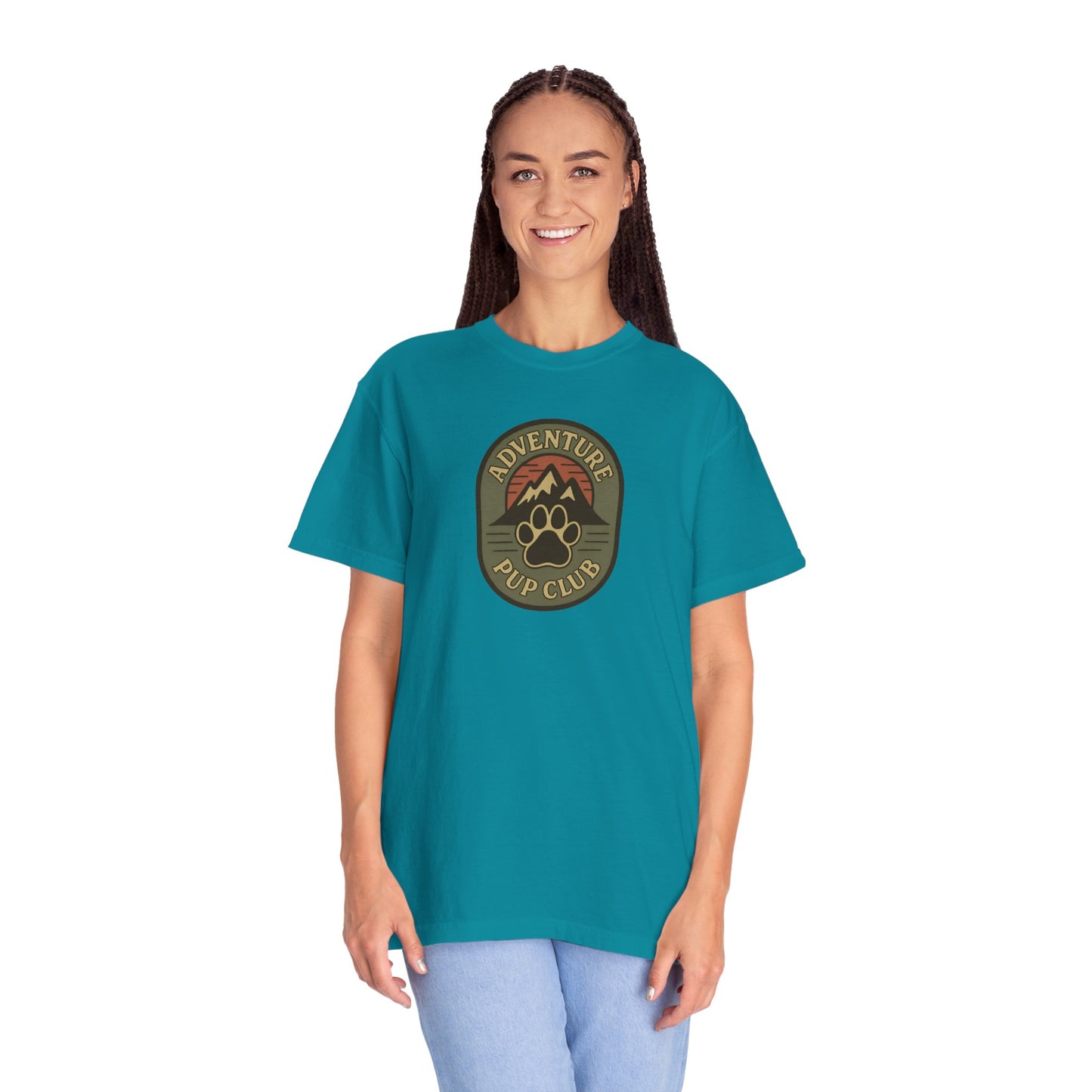 Adventure Pup Club Unisex Garment-Dyed T-Shirt, Dog Lover Gift, Outdoor Adventure Apparel, Pet Club Tee, Nature Lover Shirt