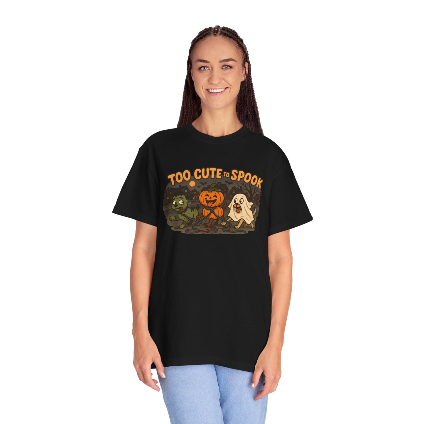 Halloween-Themed Unisex Garment-Dyed T-Shirt, Cute Spooky Tee for Fall, Perfect for Halloween Parties and Casual Wear