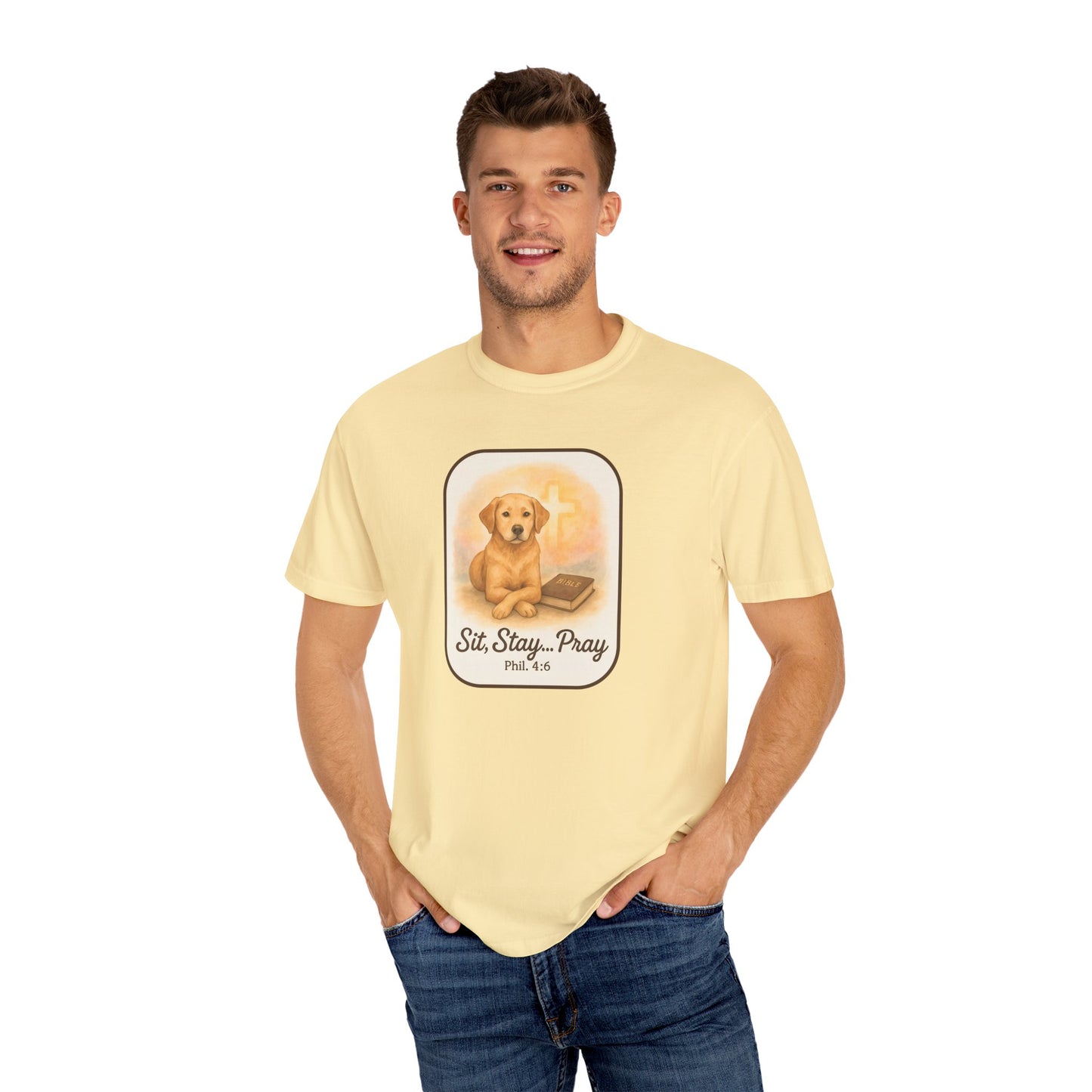 Faith-Inspired Dog Lovers T-Shirt, Unisex Tee, Gift for Pet Owners, Friendship Apparel, Casual Church Wear, Stay Pray Dog Design