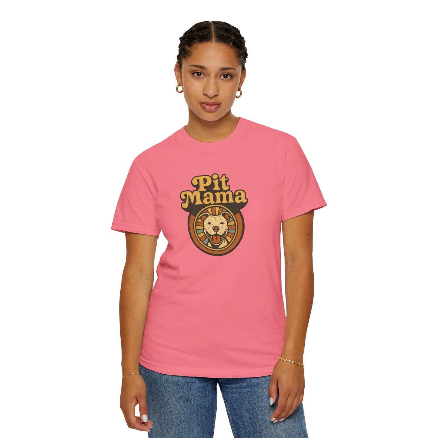 Pit Mama Unisex Garment-Dyed T-shirt | Perfect for Dog Lovers, Animal Advocates, Casual Wear, Mother's Day Gift, Pet Enthusiasts