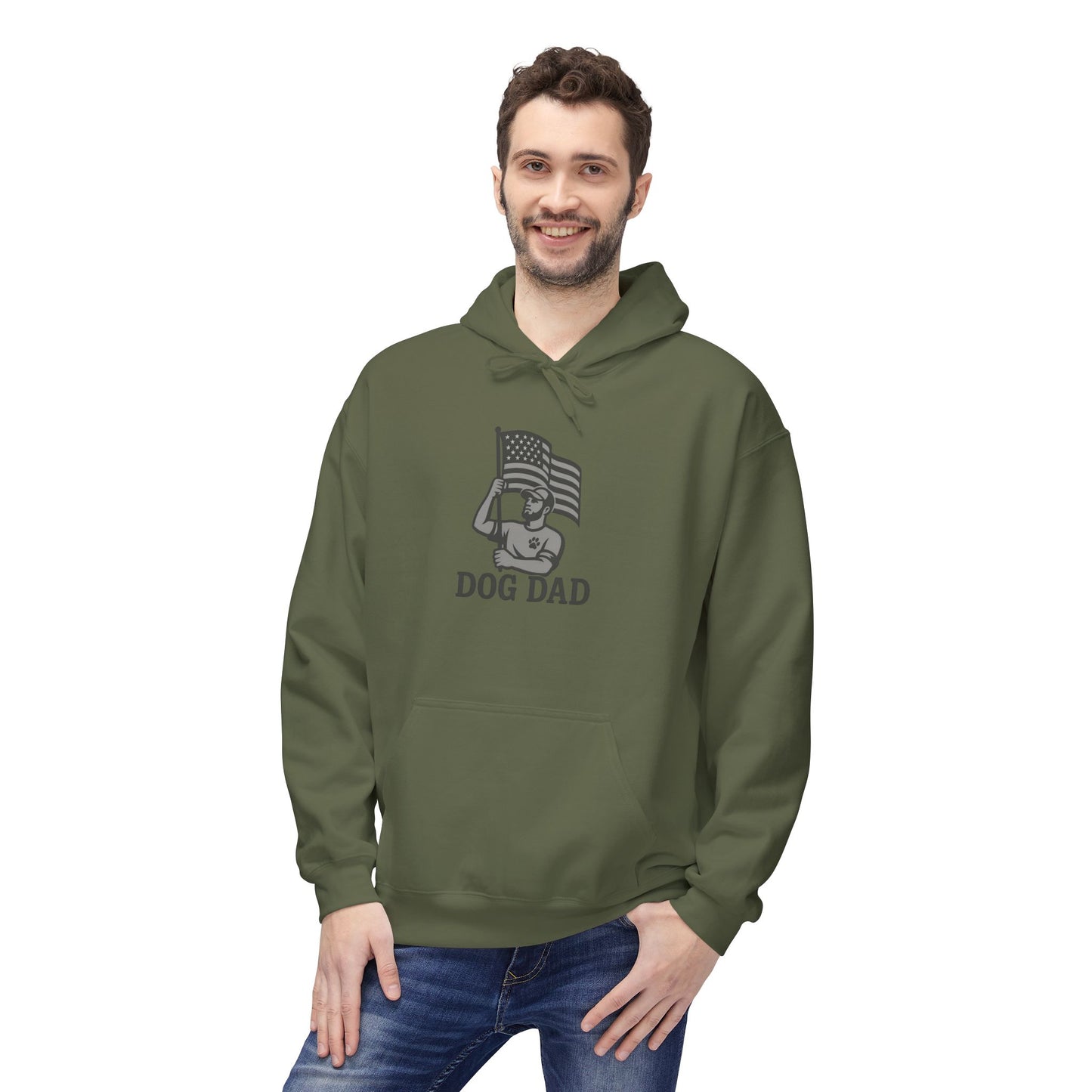 Dog Dad Fleece Hoodie, Unisex Softstyle Hooded Sweatshirt, Perfect Gift for Dog Lovers, Comfortable and Stylish