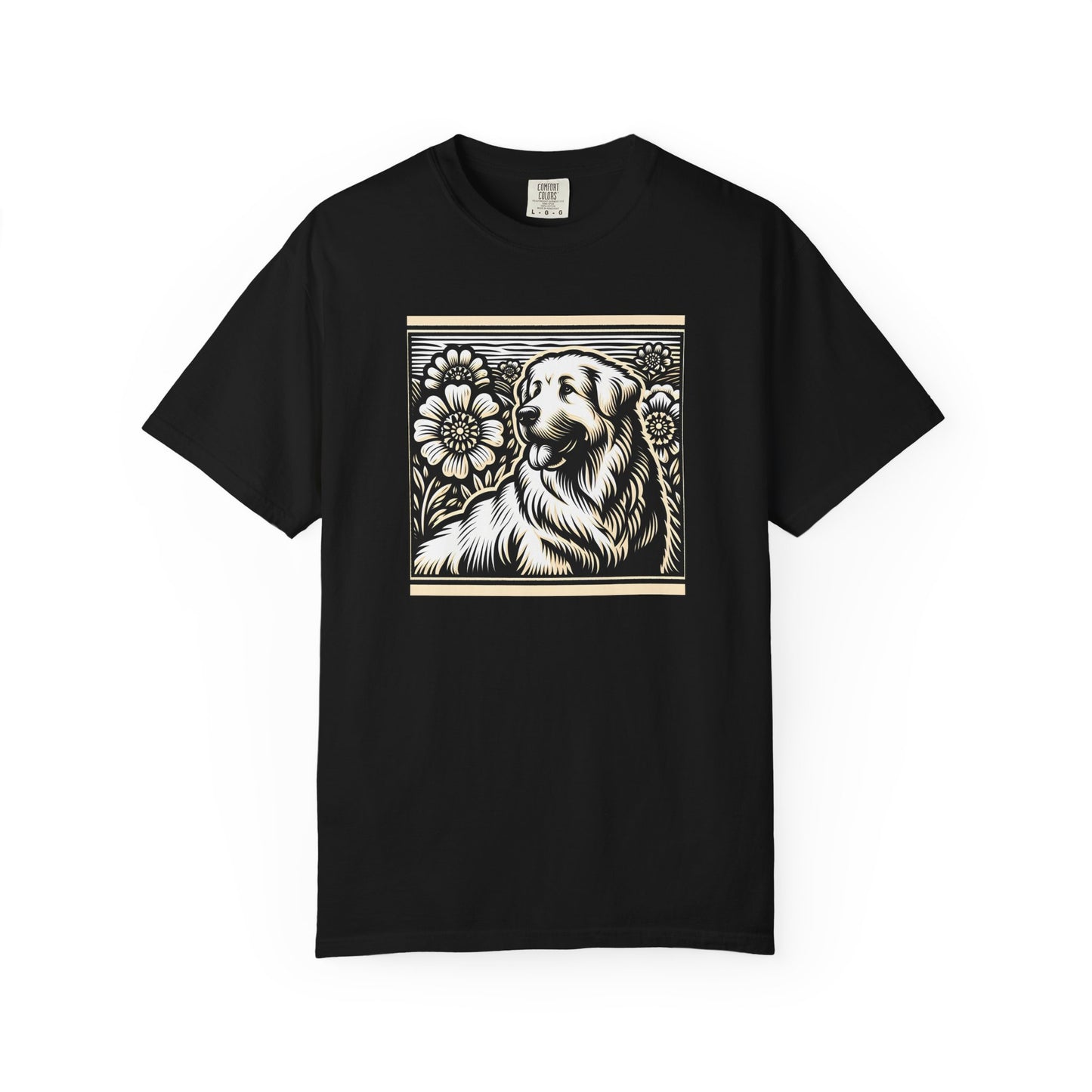 Great Pyrenees - Unisex Dog Lover T-Shirt - Garment-Dyed Vintage Floral Design