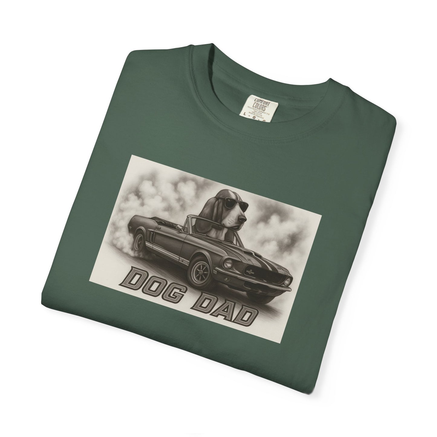 Dog Dad - Basset Hound - Cool Dogs in Cool Cars T-Shirt Collection | Funny Dog Lover Apparel for Men