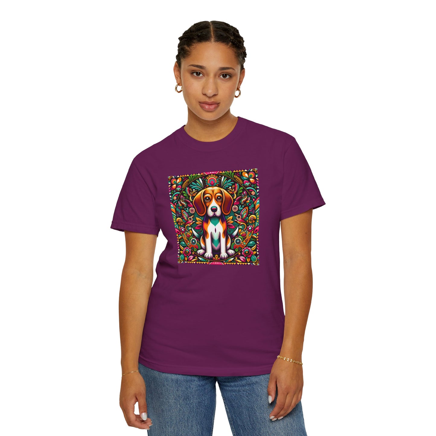 Vibrant Dog Art Unisex Garment-Dyed T-Shirt | Colorful Canine Design
