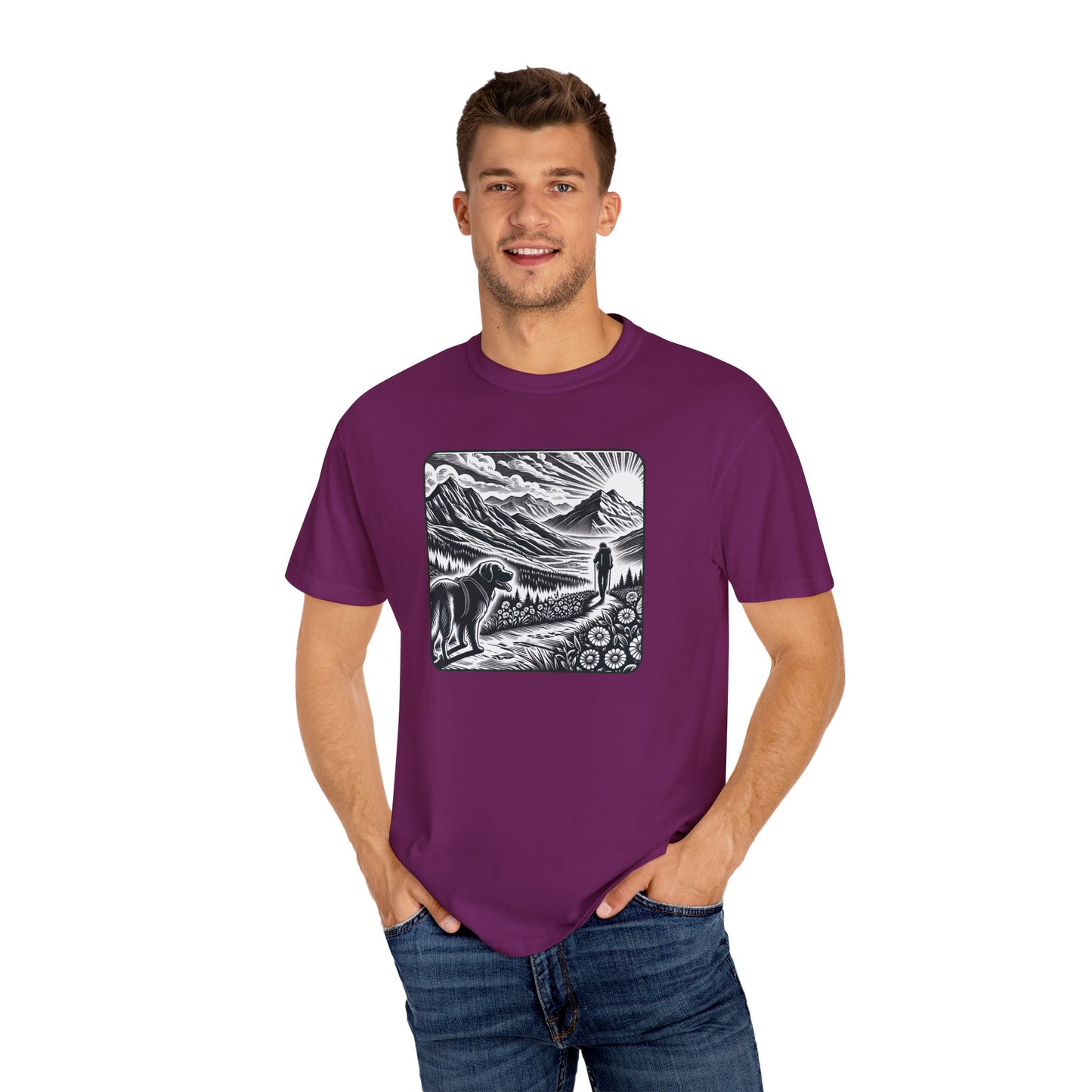 Hiker Unisex Garment-Dyed T-Shirt with Nature Design - Perfect for Outdoor Lovers