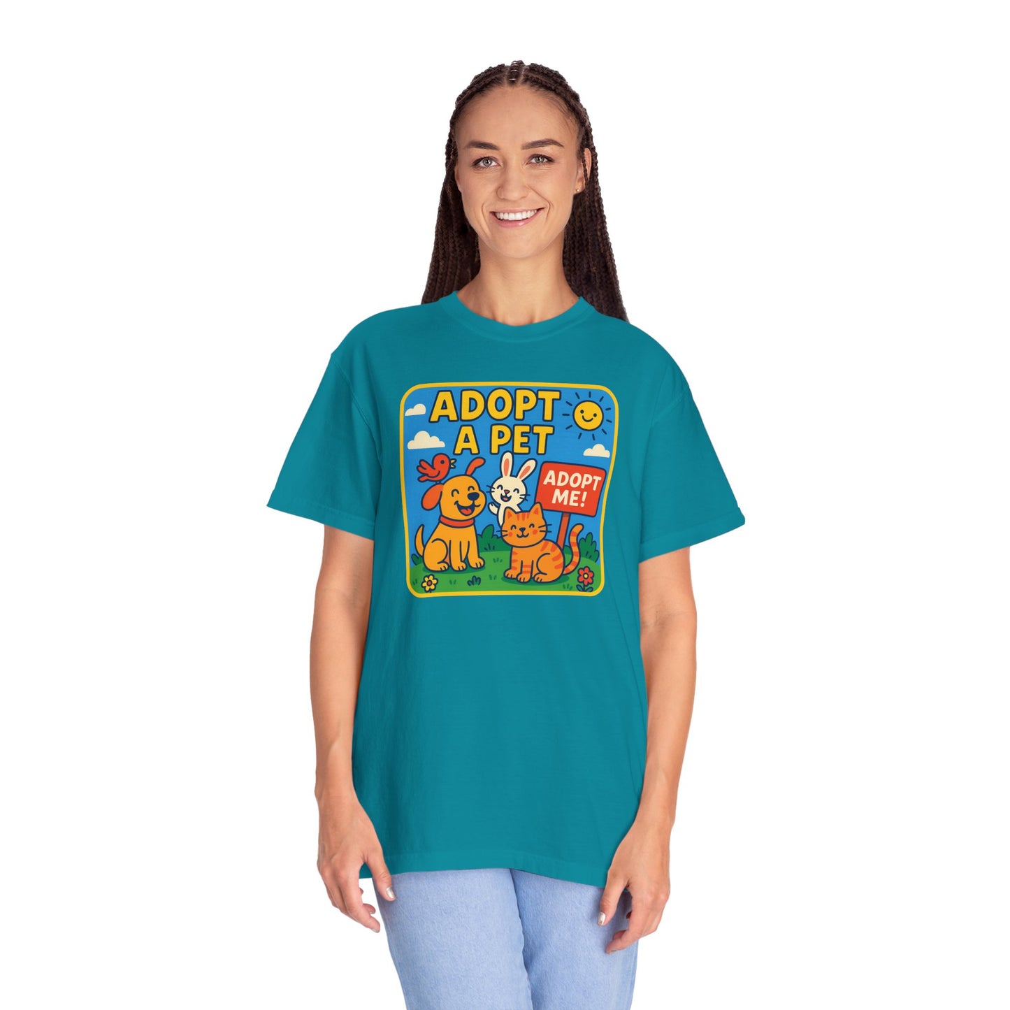 Adopt a Pet T-Shirt - Unisex Garment-Dyed Tee for Animal Lovers