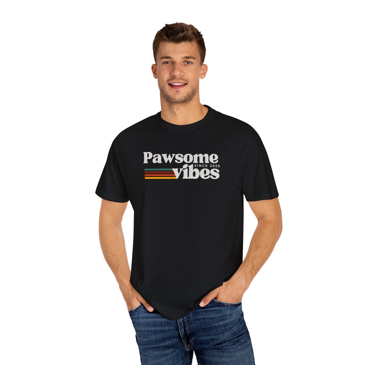 Pawsome Vibes Unisex Garment-Dyed T-shirt | Cool Pet Lover Tee