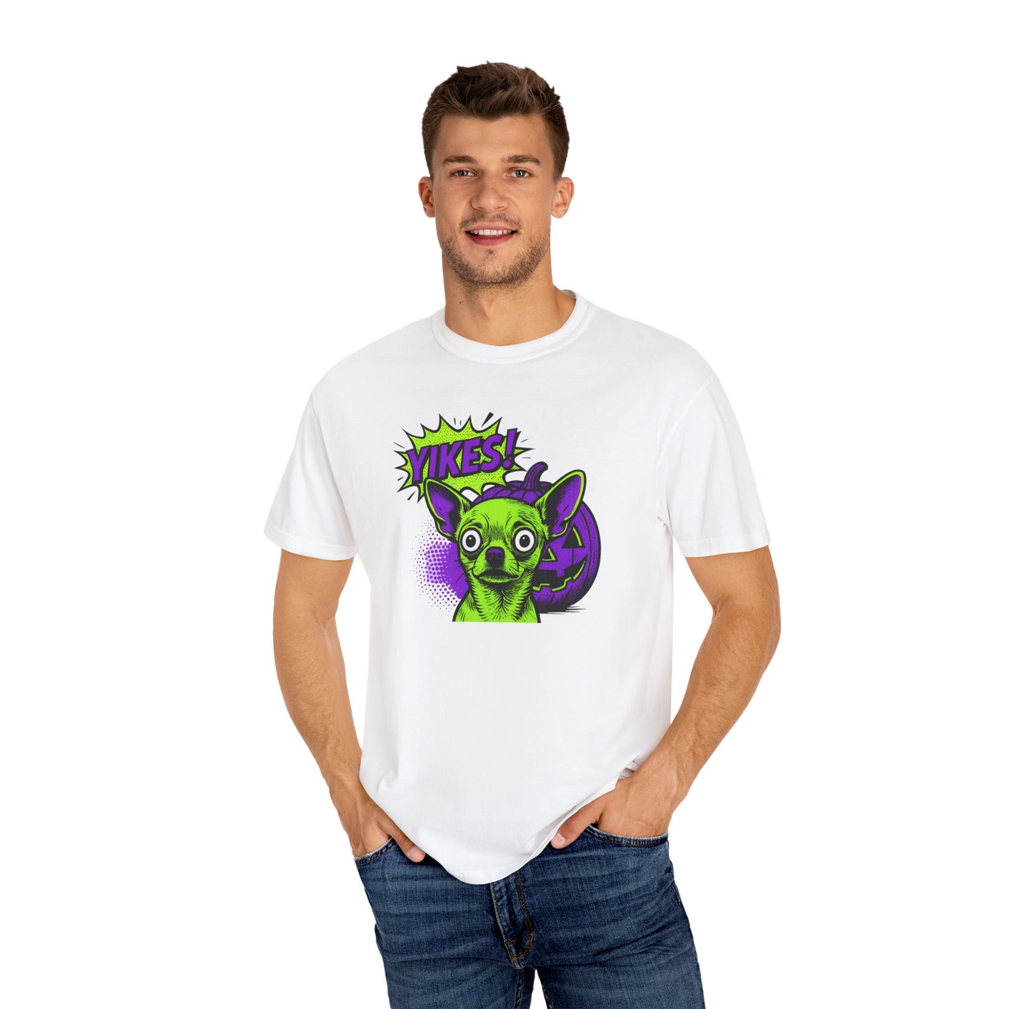 Yikes! Spooky Greens Unisex T-Shirt, Funny Halloween Shirt, Gift for Goth Lovers, Unique Graphic Tee, Statement Top