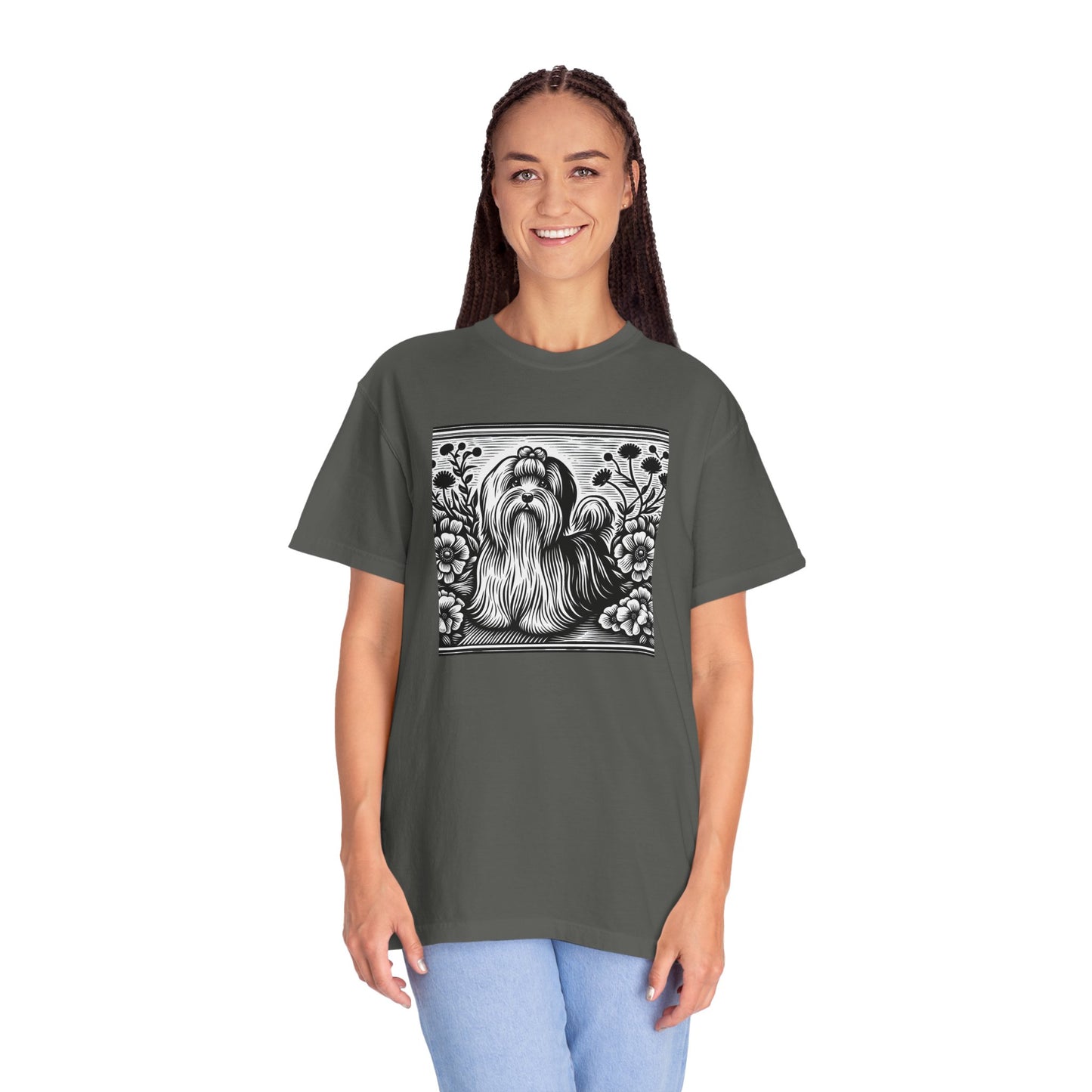 Havanese - Unisex Garment-Dyed T-shirt with Floral Dog Design - Perfect for Pet Lovers