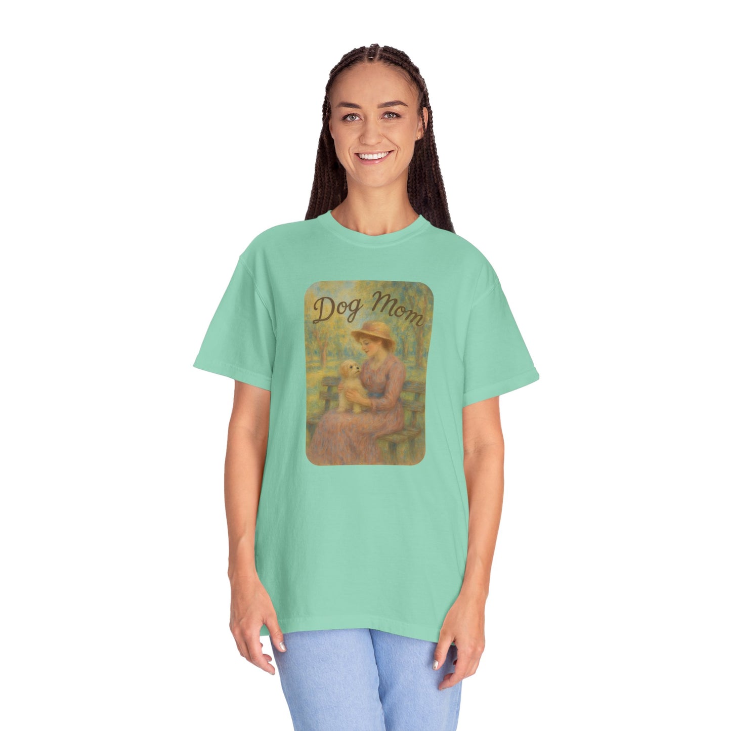 Dog Mom Garment-Dyed T-Shirt - Perfect Gift for Pet Lovers, Casual Wear, Dog Owners, Mother's Day, Dog-Themed Apparel