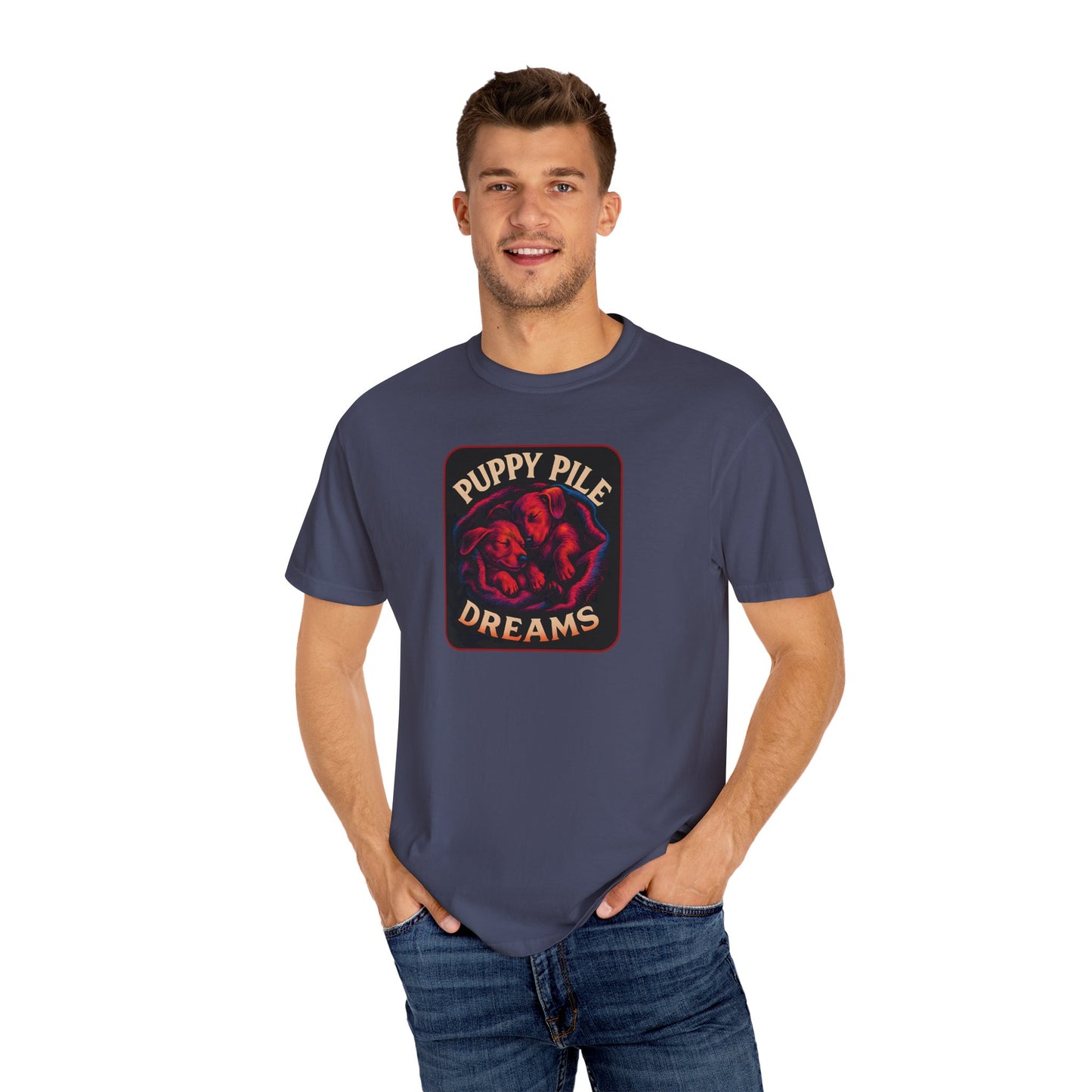 Puppy Pile Dreams T-Shirt, Unisex Tee, Dog Lover Gift, Casual Wear, Comfortable Cotton Shirt, Fun Animal Graphic Tee