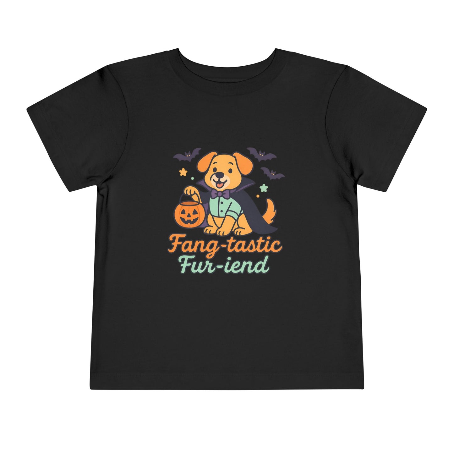 Fang-tastic Fur-iend Toddler Tee, Halloween Shirt for Kids, Cute Dog Graphic Tee, Toddler Halloween Outfit, Fall Celebration T-Shirt