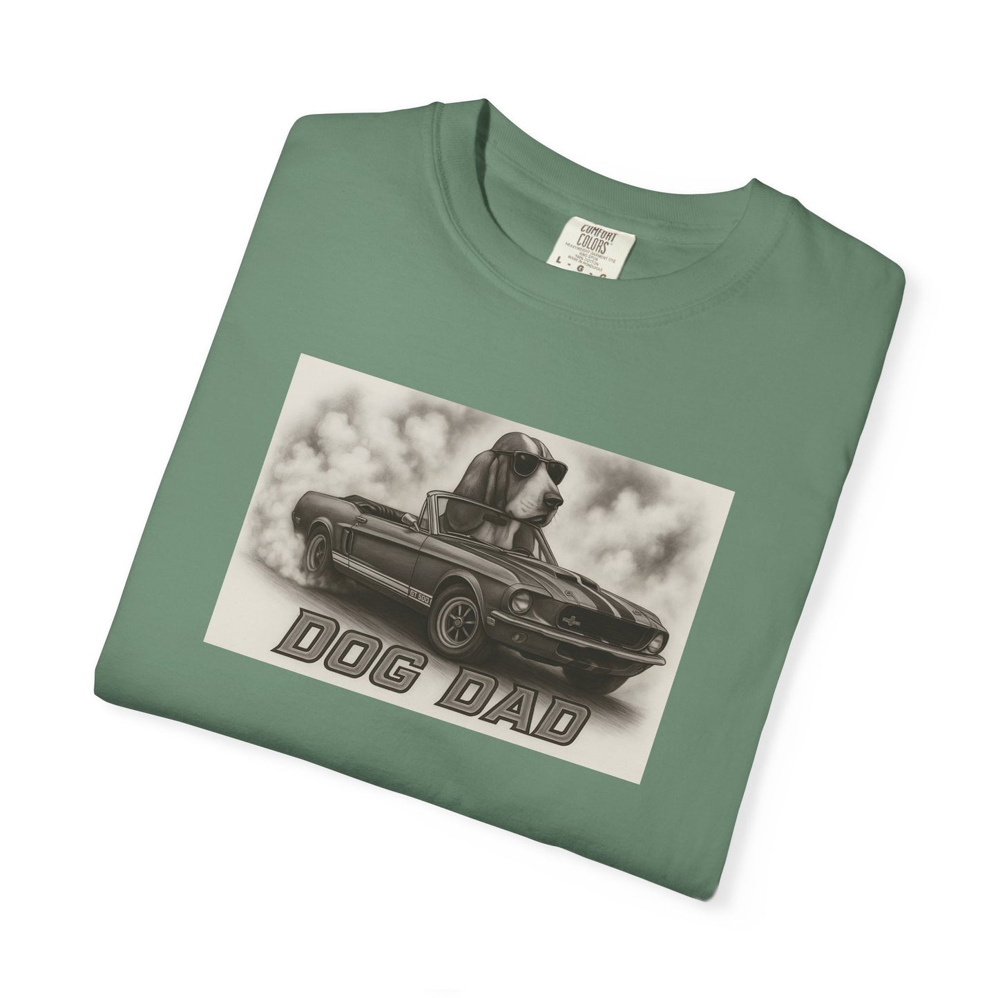 Dog Dad - Basset Hound - Cool Dogs in Cool Cars T-Shirt Collection | Funny Dog Lover Apparel for Men