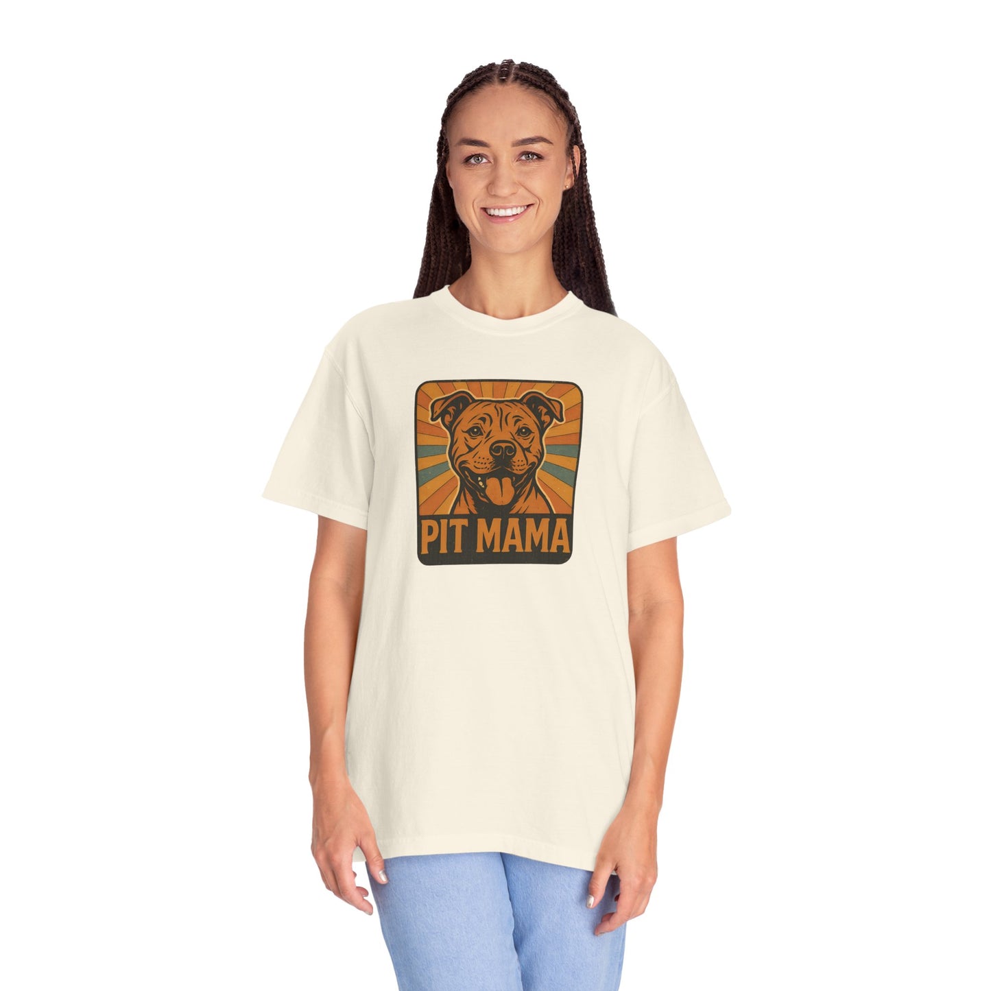 Pit Mama Unisex Garment-Dyed T-Shirt, Dog Lover Gift, Animal Rescue Tee, Pitbull Mom Shirt, Casual Wear, Pet Mom Apparel