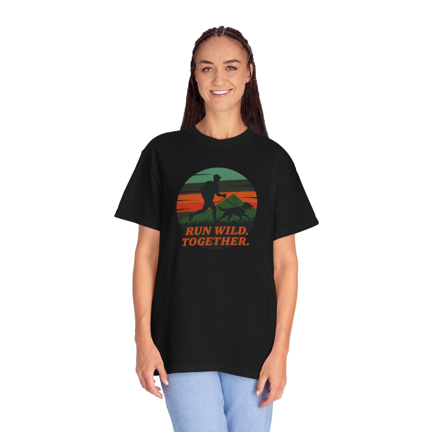 Canicross - Unisex Garment-Dyed T-Shirt - Run Wild Together Adventure Tee