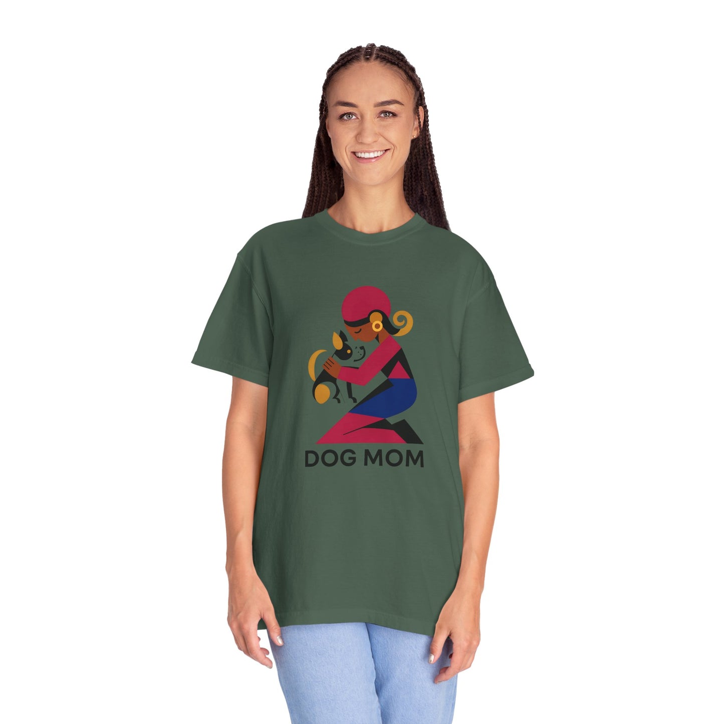 Dog Mom Garment-Dyed T-Shirt, Gift for Dog Lovers, Casual Wear, Pet Owner Apparel, Mother's Day Gift, Animal Lover Tee