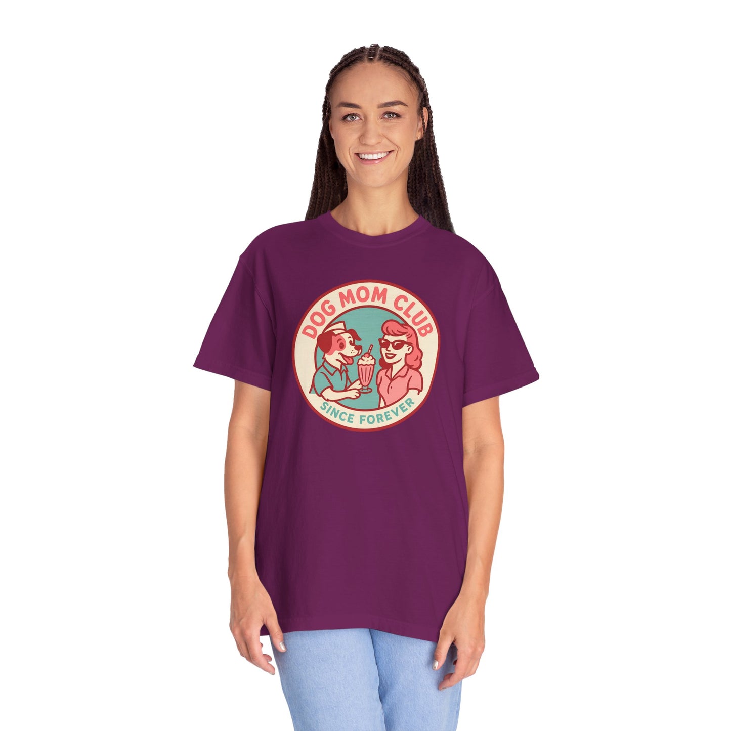Dog Mom Club Garment-Dyed Tee | Casual Women's T-Shirt | Pet Lover Gift | Dog Mom Apparel | Cute Animal Lover Shirt