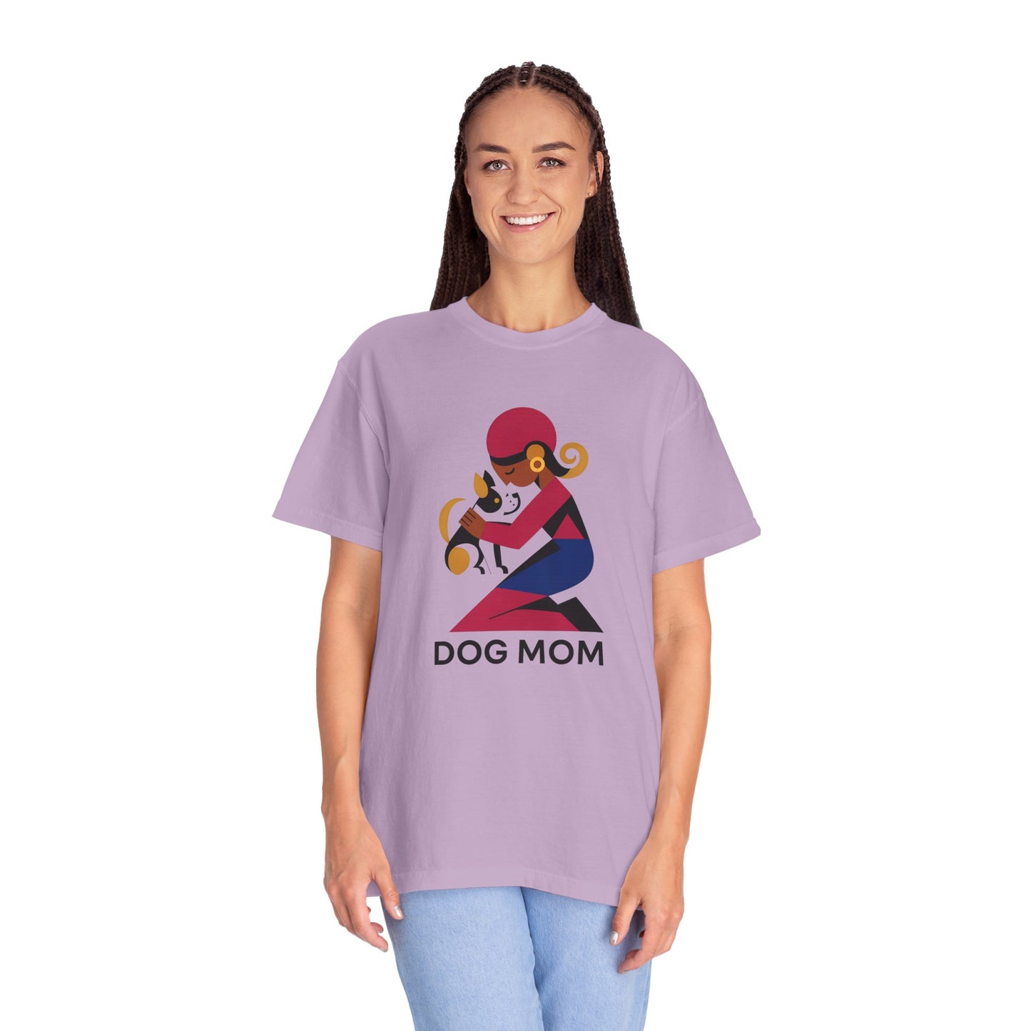 Dog Mom Garment-Dyed T-Shirt, Gift for Dog Lovers, Casual Wear, Pet Owner Apparel, Mother's Day Gift, Animal Lover Tee
