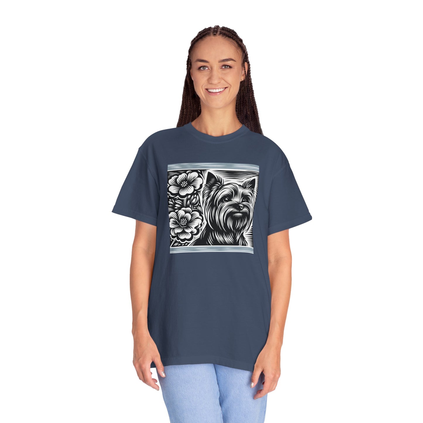 Cute Yorkie Floral T-Shirt for Dog Lovers